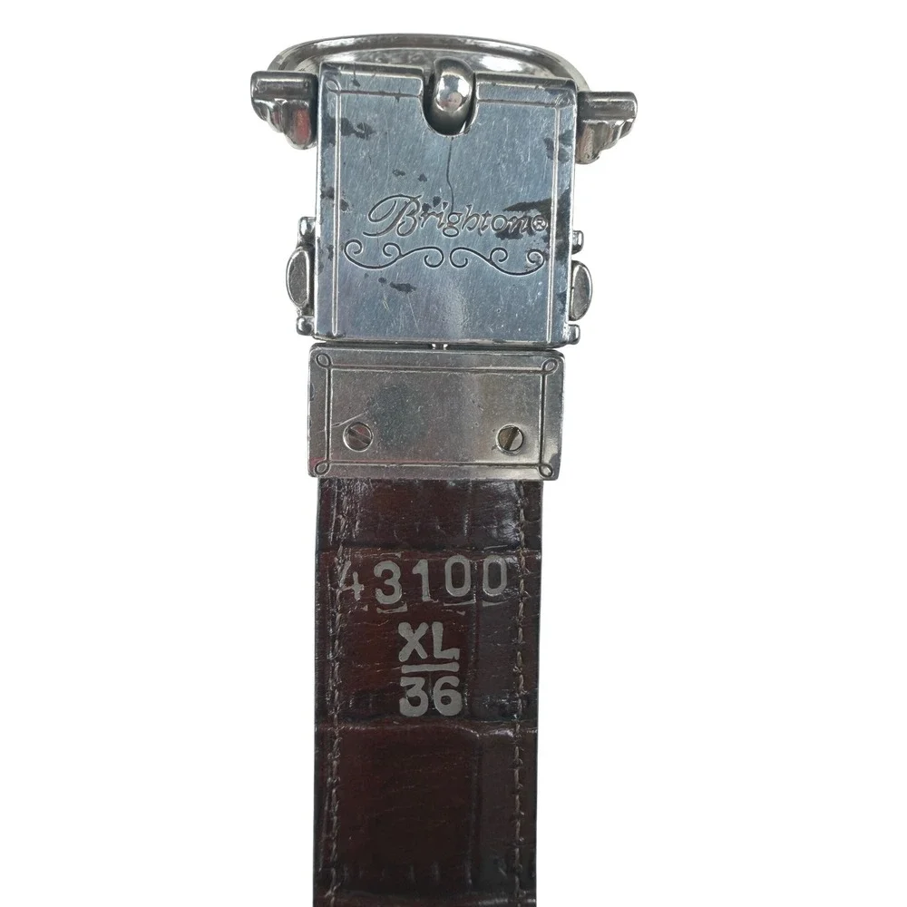Brighton Womens XL 36‎ Reversible Croc Embossed Leather Western Filigree Belt